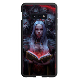 Чехол для Samsung S10E с принтом Demonic book в Санкт-Петербурге, Силикон | Область печати: задняя сторона чехла, без боковых панелей | Тематика изображения на принте: book | deads | demon | demoness | demonic | demonical | demons | devil | the demon book | witch | ведьма | демон | демоница | демонический | демоны | дьявол | дьяволица | книга | колдунья | мертвецы | череп