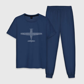 Мужская пижама хлопок с принтом Cirrus - авиационный алфавит в Санкт-Петербурге, 100% хлопок | брюки и футболка прямого кроя, без карманов, на брюках мягкая резинка на поясе и по низу штанин
 | авиация | самолет | цирус