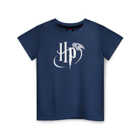 Детская футболка хлопок с принтом Harry Potter White Logo в Санкт-Петербурге, 100% хлопок | круглый вырез горловины, полуприлегающий силуэт, длина до линии бедер | harry potter | vdosadir | гарри поттер | джоан роулинг