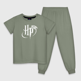 Детская пижама хлопок с принтом Harry Potter White Logo в Санкт-Петербурге, 100% хлопок |  брюки и футболка прямого кроя, без карманов, на брюках мягкая резинка на поясе и по низу штанин
 | harry potter | vdosadir | гарри поттер | джоан роулинг