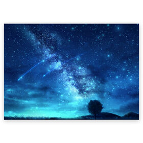 Поздравительная открытка с принтом Синяя Небо в Санкт-Петербурге, 100% бумага | плотность бумаги 280 г/м2, матовая, на обратной стороне линовка и место для марки
 | Тематика изображения на принте: blue | sky | звездное небо | звезды | космическое | красота | небо | ночь | синий