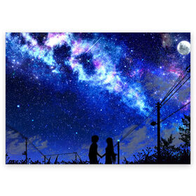 Поздравительная открытка с принтом Ночное Небо в Санкт-Петербурге, 100% бумага | плотность бумаги 280 г/м2, матовая, на обратной стороне линовка и место для марки
 | Тематика изображения на принте: blue | sky | башни | звездное небо | звезды | космическое | красота | небо | ночь | синий