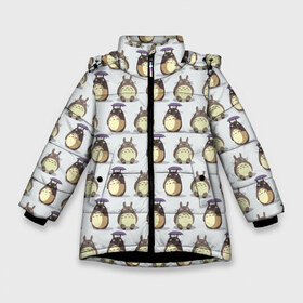 Зимняя куртка для девочек 3D с принтом Маленькие Тоторо 2 в Санкт-Петербурге, ткань верха — 100% полиэстер; подклад — 100% полиэстер, утеплитель — 100% полиэстер. | длина ниже бедра, удлиненная спинка, воротник стойка и отстегивающийся капюшон. Есть боковые карманы с листочкой на кнопках, утяжки по низу изделия и внутренний карман на молнии. 

Предусмотрены светоотражающий принт на спинке, радужный светоотражающий элемент на пуллере молнии и на резинке для утяжки. | маленькие | миядзаки | мой | сосед | тоторо | тролль | хаяо