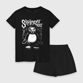 Женская пижама с шортиками хлопок с принтом Slipknot Slipkoot Noot в Санкт-Петербурге, 100% хлопок | футболка прямого кроя, шорты свободные с широкой мягкой резинкой | corer taylor | fan | merch | music | noot noot | nu metal | satan | slipknot | звезда | кори | мерч | музыка | нью метал | пародия | пентаграма | пентаграмма | петля | прикол | сатана | сатанизм | слипкнот | слипнот | тейлор | тэйлор