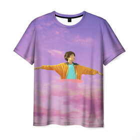 Мужская футболка 3D с принтом Euphoria в Санкт-Петербурге, 100% полиэфир | прямой крой, круглый вырез горловины, длина до линии бедер | bts | comeback | jk | jungkook | love yourself | бантан | бтс | ви | джей кей | джей хоуп | джин | камбэк | намджун | облака | рм | розовые облака | тэхен | фиолетовый | хосок | чг | чимин | чонгук | шуга | эйфория | юнги