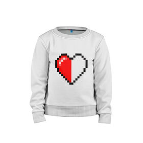 Детский свитшот хлопок с принтом Майнкрафт серце в Санкт-Петербурге, 100% хлопок | круглый вырез горловины, эластичные манжеты, пояс и воротник | Тематика изображения на принте: minecraft | любовь | майнкрафт | пиксель | половинка | сердце