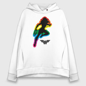 Женское худи Oversize хлопок с принтом Wonder Woman Rainbow в Санкт-Петербурге, френч-терри — 70% хлопок, 30% полиэстер. Мягкий теплый начес внутри —100% хлопок | боковые карманы, эластичные манжеты и нижняя кромка, капюшон на магнитной кнопке | Тематика изображения на принте: dc pride | justice league | pride | vdosadir | wonder woman | лига справедливости | прайд | радуга | чудо женщина