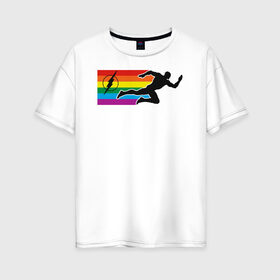 Женская футболка хлопок Oversize с принтом Flash в Санкт-Петербурге, 100% хлопок | свободный крой, круглый ворот, спущенный рукав, длина до линии бедер
 | dc pride | flash | justice league | pride | vdosadir | лига справедливости | прайд | радуга | флэш