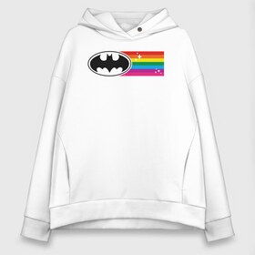Женское худи Oversize хлопок с принтом Batman Rainbow Logo в Санкт-Петербурге, френч-терри — 70% хлопок, 30% полиэстер. Мягкий теплый начес внутри —100% хлопок | боковые карманы, эластичные манжеты и нижняя кромка, капюшон на магнитной кнопке | batman | dc pride | justice league | pride | vdosadir | бэтмен | лига справедливости | прайд | радуга