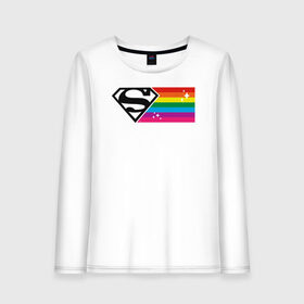 Женский лонгслив хлопок с принтом Superman Rainbow Logo в Санкт-Петербурге, 100% хлопок |  | dc pride | justice league | pride | superman | vdosadir | лига справедливости | прайд | радуга | супермен