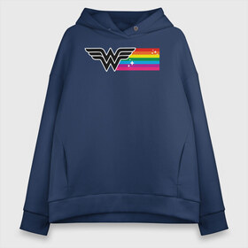 Женское худи Oversize хлопок с принтом Wonder Woman Rainbow Logo в Санкт-Петербурге, френч-терри — 70% хлопок, 30% полиэстер. Мягкий теплый начес внутри —100% хлопок | боковые карманы, эластичные манжеты и нижняя кромка, капюшон на магнитной кнопке | Тематика изображения на принте: dc pride | justice league | pride | vdosadir | wonder woman | лига справедливости | прайд | радуга | чудо женщина