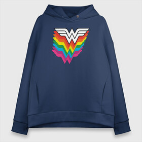 Женское худи Oversize хлопок с принтом Wonder Woman Logo в Санкт-Петербурге, френч-терри — 70% хлопок, 30% полиэстер. Мягкий теплый начес внутри —100% хлопок | боковые карманы, эластичные манжеты и нижняя кромка, капюшон на магнитной кнопке | Тематика изображения на принте: dc pride | justice league | pride | vdosadir | wonder woman | лига справедливости | прайд | радуга | чудо женщина