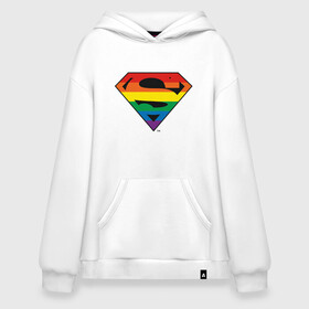 Худи SuperOversize хлопок с принтом Superman Logo в Санкт-Петербурге, 70% хлопок, 30% полиэстер, мягкий начес внутри | карман-кенгуру, эластичная резинка на манжетах и по нижней кромке, двухслойный капюшон
 | dc pride | justice league | pride | superman | vdosadir | лига справедливости | прайд | радуга | супермен