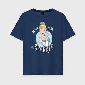Женская футболка хлопок Oversize с принтом Золушка в Санкт-Петербурге, 100% хлопок | свободный крой, круглый ворот, спущенный рукав, длина до линии бедер
 | cinderella | disney princess | vdkimel | золушка