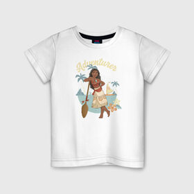 Детская футболка хлопок с принтом Моана в Санкт-Петербурге, 100% хлопок | круглый вырез горловины, полуприлегающий силуэт, длина до линии бедер | disney princess | moana | vdkimel | моана