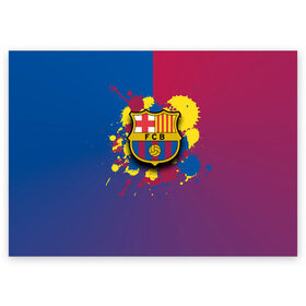 Поздравительная открытка с принтом Barcelona в Санкт-Петербурге, 100% бумага | плотность бумаги 280 г/м2, матовая, на обратной стороне линовка и место для марки
 | barcelona | barselona | futbol club | барса | барселона | лионель месси | люблю футбол | месси | сине гранатовые | фанат | фк барселона | форма | форма игроков | футбол | футбольный клуб | эмблема | эмблема клуба