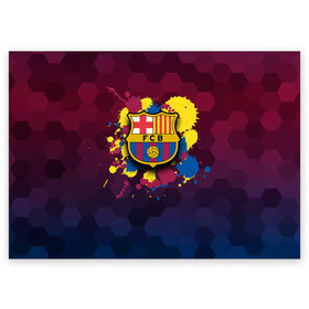 Поздравительная открытка с принтом Barcelona в Санкт-Петербурге, 100% бумага | плотность бумаги 280 г/м2, матовая, на обратной стороне линовка и место для марки
 | barcelona | barselona | futbol club | барса | барселона | лионель месси | люблю футбол | месси | сине гранатовые | фанат | фк барселона | форма | форма игроков | футбол | футбольный клуб | эмблема | эмблема клуба