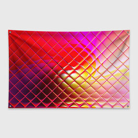 Флаг-баннер с принтом Зеркальная сетка в Санкт-Петербурге, 100% полиэстер | размер 67 х 109 см, плотность ткани — 95 г/м2; по краям флага есть четыре люверса для крепления | зеркало | искажение | красный | оранжевый | розовый | сетка | стекло | фиолетовый