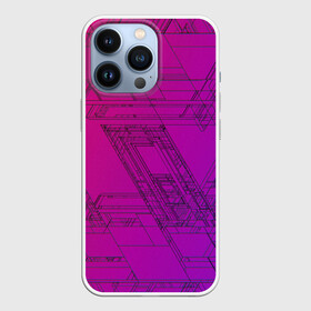 Чехол для iPhone 13 Pro с принтом Аbstraction в Санкт-Петербурге,  |  | purple | абстрактный | абстракция | геометрический рисунок | геометрия | знаки | иерогливы | индиго | корея | кружево | лого | логотипы | надпись | неон | рисунок | с надписью | текст | текстура | узор