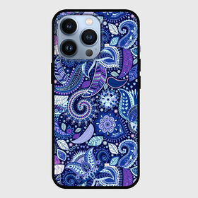 Чехол для iPhone 13 Pro с принтом ВОСТОЧНЫЙ УЗОР в Санкт-Петербурге,  |  | Тематика изображения на принте: восток | гжель | красивый | природа | синий | сказка | узор | фиолетовый | цветы