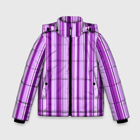 Зимняя куртка для мальчиков 3D с принтом Фиолетово-чёрные полосы в Санкт-Петербурге, ткань верха — 100% полиэстер; подклад — 100% полиэстер, утеплитель — 100% полиэстер | длина ниже бедра, удлиненная спинка, воротник стойка и отстегивающийся капюшон. Есть боковые карманы с листочкой на кнопках, утяжки по низу изделия и внутренний карман на молнии. 

Предусмотрены светоотражающий принт на спинке, радужный светоотражающий элемент на пуллере молнии и на резинке для утяжки | вертикальные полосы | вертикальный рисунок | линии | полосы | розовый | светлый | темный | фиолетовый | черный