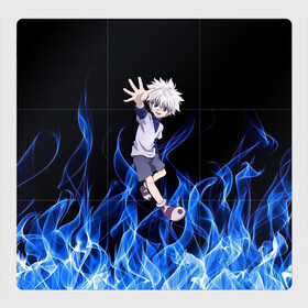 Магнитный плакат 3Х3 с принтом Killua Zoldyck Blue Fire в Санкт-Петербурге, Полимерный материал с магнитным слоем | 9 деталей размером 9*9 см | hunter  hunter | алая иллюзия | гон фрикс | курапика | леорио | молния | огонь | охотник х охотник | персонажи | последняя миссия | хантер | хантер икс хантер | хантер х хантер | хисока