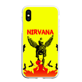 Чехол для iPhone XS Max матовый с принтом NIRVANA в Санкт-Петербурге, Силикон | Область печати: задняя сторона чехла, без боковых панелей | nirvana | smile | ангел | курт кобейн | нирвана | скелет | смайл | телечия мышы