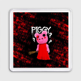 Магнит 55*55 с принтом ROBLOX PIGGY - СВИНКА ПИГГИ в Санкт-Петербурге, Пластик | Размер: 65*65 мм; Размер печати: 55*55 мм | Тематика изображения на принте: pig | piggy | roblox | игра | компьютерная игра | логотип | онлайн | онлайн игра | пигги | поросенок | роблакс | роблокс | свинка | свинья