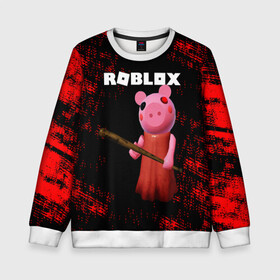 Детский свитшот 3D с принтом ROBLOX PIGGY - СВИНКА ПИГГИ в Санкт-Петербурге, 100% полиэстер | свободная посадка, прямой крой, мягкая тканевая резинка на рукавах и понизу свитшота | Тематика изображения на принте: pig | piggy | roblox | игра | компьютерная игра | логотип | онлайн | онлайн игра | пигги | поросенок | роблакс | роблокс | свинка | свинья