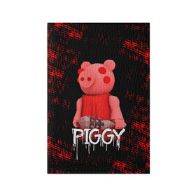 Обложка для паспорта матовая кожа с принтом ROBLOX PIGGY - СВИНКА ПИГГИ в Санкт-Петербурге, натуральная матовая кожа | размер 19,3 х 13,7 см; прозрачные пластиковые крепления | pig | piggy | roblox | игра | компьютерная игра | логотип | онлайн | онлайн игра | пигги | поросенок | роблакс | роблокс | свинка | свинья