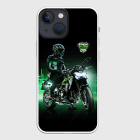 Чехол для iPhone 13 mini с принтом Kawasaki Ninja Cup в Санкт-Петербурге,  |  | cup | helmet | japan | kawasaki | motorcycle | night | ninja | racer | гонщик | кубок | мотоцикл | ночь | шлем | япония