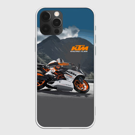 Чехол для iPhone 12 Pro с принтом KTM Racing team в Санкт-Петербурге, силикон | область печати: задняя сторона чехла, без боковых панелей | Тематика изображения на принте: clouds | ktm | motorcycle | mountains | nature | racer | racing | route | sky | team | гонщик | горы | мотоцикл | небо | облака | природа | трасса