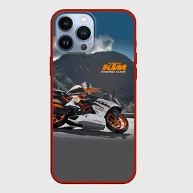 Чехол для iPhone 13 Pro Max с принтом KTM Racing team в Санкт-Петербурге,  |  | clouds | ktm | motorcycle | mountains | nature | racer | racing | route | sky | team | гонщик | горы | мотоцикл | небо | облака | природа | трасса