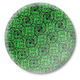 Значок с принтом Зелёная спираль в Санкт-Петербурге,  металл | круглая форма, металлическая застежка в виде булавки | зелёный | рисунок | спираль | тёмный