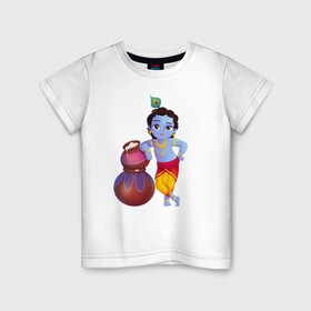 Детская футболка хлопок с принтом Кришна в Санкт-Петербурге, 100% хлопок | круглый вырез горловины, полуприлегающий силуэт, длина до линии бедер | кришна рама харе кришна
