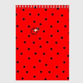 Скетчбук с принтом Божья коровка на горошке в Санкт-Петербурге, 100% бумага
 | 48 листов, плотность листов — 100 г/м2, плотность картонной обложки — 250 г/м2. Листы скреплены сверху удобной пружинной спиралью | Тематика изображения на принте: ladybug | pattern | summer | алый | арбуз | бабочки | вишня | горох | горошек | животные | жук | клубника | красный | круги | лапки | лето | насекомые | орнамент | паттерн | помада | прикольный | пузыри | пятнистый
