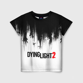 Детская футболка 3D с принтом Dying Light 2 в Санкт-Петербурге, 100% гипоаллергенный полиэфир | прямой крой, круглый вырез горловины, длина до линии бедер, чуть спущенное плечо, ткань немного тянется | 2 | 2021 | dying light | light | logo | techland | игра | красный | кровь | лого | логотип