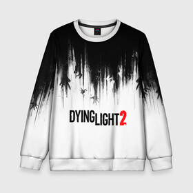 Детский свитшот 3D с принтом Dying Light 2 в Санкт-Петербурге, 100% полиэстер | свободная посадка, прямой крой, мягкая тканевая резинка на рукавах и понизу свитшота | Тематика изображения на принте: 2 | 2021 | dying light | light | logo | techland | игра | красный | кровь | лого | логотип