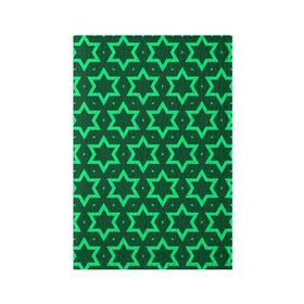 Обложка для паспорта матовая кожа с принтом Звезда Давида в Санкт-Петербурге, натуральная матовая кожа | размер 19,3 х 13,7 см; прозрачные пластиковые крепления | вертикальный рисунок | звезда | звезда давида | звёзды | звезды давида | зеленый | зеленый узор | светлый | тёмный | узор