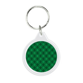 Брелок круглый с принтом Зелёный узор в Санкт-Петербурге, пластик и полированная сталь | круглая форма, металлическое крепление в виде кольца | геометрические фигуры | зеленый | круг | ромб | светлый | темный | узор