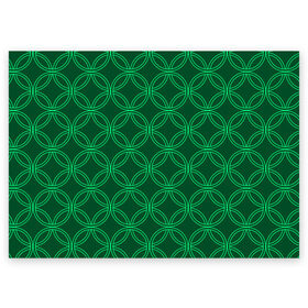 Поздравительная открытка с принтом Зелёный узор в Санкт-Петербурге, 100% бумага | плотность бумаги 280 г/м2, матовая, на обратной стороне линовка и место для марки
 | геометрические фигуры | зеленый | круг | ромб | светлый | темный | узор