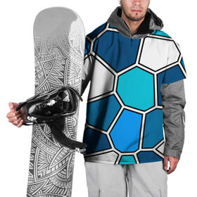 Накидка на куртку 3D с принтом Ледяной витраж в Санкт-Петербурге, 100% полиэстер |  | Тематика изображения на принте: витраж | геометрия | зенит | сетка | синий | соты | футбол