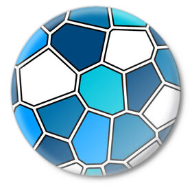 Значок с принтом Ледяной витраж в Санкт-Петербурге,  металл | круглая форма, металлическая застежка в виде булавки | витраж | геометрия | зенит | сетка | синий | соты | футбол