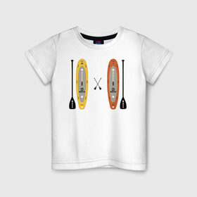 Детская футболка хлопок с принтом сап серфинг в Санкт-Петербурге, 100% хлопок | круглый вырез горловины, полуприлегающий силуэт, длина до линии бедер | serfing | sup boarding | sup serfing | sup серфинг | сап серфинг | серфинг