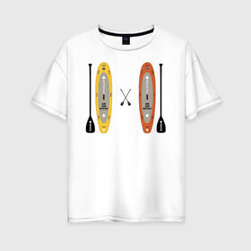 Женская футболка хлопок Oversize с принтом сап серфинг в Санкт-Петербурге, 100% хлопок | свободный крой, круглый ворот, спущенный рукав, длина до линии бедер
 | serfing | sup boarding | sup serfing | sup серфинг | сап серфинг | серфинг