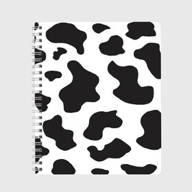 Тетрадь с принтом COW PRINT в Санкт-Петербурге, 100% бумага | 48 листов, плотность листов — 60 г/м2, плотность картонной обложки — 250 г/м2. Листы скреплены сбоку удобной пружинной спиралью. Уголки страниц и обложки скругленные. Цвет линий — светло-серый
 | animals | cow | cow print | корова | коровий принт