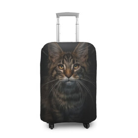 Чехол для чемодана 3D с принтом Кот усатый в Санкт-Петербурге, 86% полиэфир, 14% спандекс | двустороннее нанесение принта, прорези для ручек и колес | cat | кот | котёнок | котик | кошка | мейн кун | полосатый | пушистый | усатый