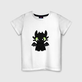Детская футболка хлопок с принтом Беззубик в Санкт-Петербурге, 100% хлопок | круглый вырез горловины, полуприлегающий силуэт, длина до линии бедер | dragon | беззубик | дракон | дракончик | черный дракон