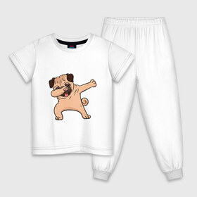 Детская пижама хлопок с принтом Мопс ДАБ в Санкт-Петербурге, 100% хлопок |  брюки и футболка прямого кроя, без карманов, на брюках мягкая резинка на поясе и по низу штанин
 | даб | дабстеп | мопс | мопсик | пёс | собака | собачка