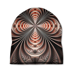 Шапка 3D с принтом Зеркальная спираль в Санкт-Петербурге, 100% полиэстер | универсальный размер, печать по всей поверхности изделия | зеркало | зеркальный рисунок | серебренный рисунок | серебро | спираль | туннель | цветок